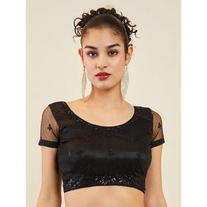 ชุดปาร์ตี้ปักเลื่อมสีดำสวยงามชุด lehenga choli พร้อมตาข่าย dupatta - Product Image 4