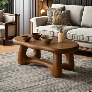 Meubles de maison Table basse sculpturale à bord vivant Table centrale en bois fait à la main en bois naturel Table de déclaration décor à la maison - Product Image 5