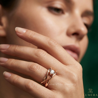 Anillo de Diamantes de Corte Redondo Color E Cultivados en Laboratorio de Lujo para Mujer, Oro Rosa de 9 a 18 Quilates, Joyería de Boda IGI