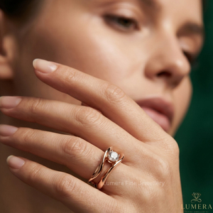 แหวนเพชรทรงกลมหรูหราสำหรับผู้หญิง ทอง 9KT 10KT 14KT 18KT โรสโกลด์ แหวนแต่งงาน - Product Image 5