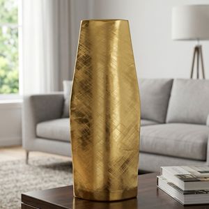 Gold Finished Metal Vases Large Size Hammered Decorative Table Centerpiece Home Living Room Wedding Party Decoration - Product Image 1