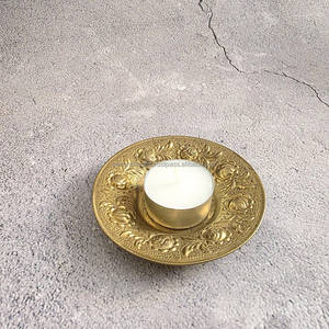 Round inimal Metal <b>Tealight</b> <b>Holder</b> - Smooth Brass <b>Tealight</b> and Candle Stand Indian Manufacturer Direct - Product Image 3