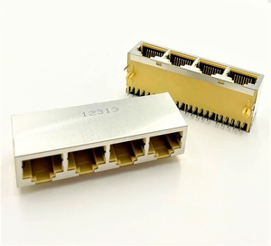 8P8C RJ45 Jack 10/100 Base T Conector Ethernet blindado hembra con conectores Ethernet magnéticos integrados Categoría de producto - Product Image 2