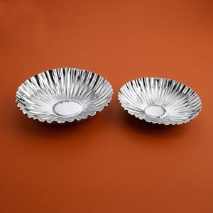 Luxury 2 Pcs Fluted Metal Dessert Chocolate <b>Tray</b> Set With High <b>Mirror</b> Polish, Perfect For Modern Fine Dining Tableware & Decor - Product Image 1