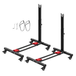 Confezione da 2 Supporti per Biciclette Autoportanti in Acciaio al Carbonio per Stoccaggio Verticale e Orizzontale con Ruote Bloccabili e Altezza Regolabile - Product Image 1