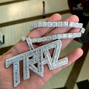 Colgante de Letra VVS Baguette con Incrustaciones de Moissanita, Joyería Hip Hop Personalizada para Hombre, Colgante de Lujo con Inicial de Letra y Nombre - Product Image 3