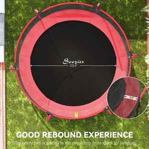 Trampoline d'extérieur rouge de 3 m approuvé ASTM avec filet de sécurité et poteaux incurvés pour sauteurs et rebondisseurs - Product Image 4