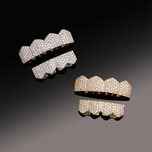 High Quality Grillz Set Round Brilliant Cut Channel Setting Hip Hop Style Unisex Dental Jewelry Jewelux CROWN India - Product Image 2