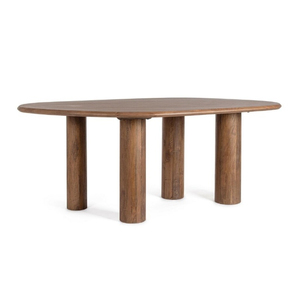 Table à manger ovale moderne en bois, design minimaliste, meuble de maison stable, 6 places, pieds en bois massif - Product Image 3
