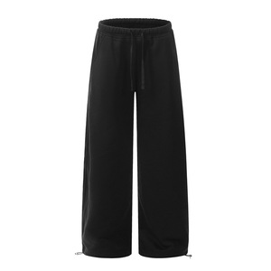 2026 High Quality Fleece Acid Wash Straight <b>Jogger</b> Loose <b>Stacked</b> Pants Men's Casual Vintage Drawstring Flare Sweatpants For Mens - Product Image 4