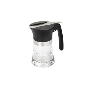 Dispensador de miel transparente con tapa y asa negras para almacenamiento en la cocina - Product Image 1