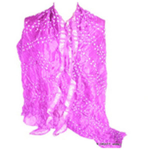 Écharpe en soie élégante et décontractée, imprimée tie-dye, motif Bandhani, style indien unique, multicolore, longue, Dupatta Bandehej, élégante, faite à la main - Product Image 1