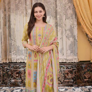 Traditional Women's Stretchable Quick Dry Silk Loose Fit Knee-Length Kurta <b>Kurti</b> for Diwali Festival - Product Image 2