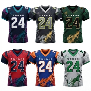 เสื้อฟุตบอลอเมริกันแบบขายส่งสั่งทำพิเศษ พิมพ์ลายแบบ Sublimation ผ้าโพลีเอสเตอร์ตาข่าย 100% แขนสั้น สกรีนชื่อทีมและหมายเลขได้ตามต้องการ สำหรับทุกเพศ - Product Image 6