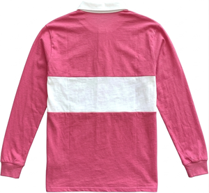 Custom Pink <b>White</b> Solid <b>Long</b> <b>Sleeve</b> Button Front Logo Shirt Casual Knitted 100% Cotton Rugby Streetwear Men's Fashion <b>Top</b> - Product Image 2