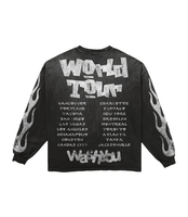 Sweat-shirt à manches longues coupe ample en coton 100% avec logos personnalisés imprimés numériquement/sérigraphiés, style streetwear américain, effet délavé, collection automne, ODM
