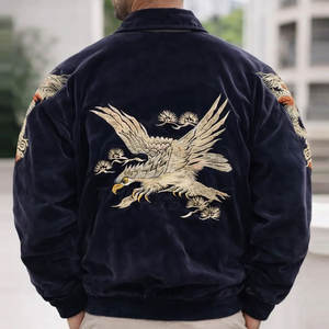 Chaqueta Sukajan Moderna y a la Moda para Hombre, Invierno, Cuello Alto, Ligera, Tela Satinada, Bordado Detallado, Cómoda para Uso Diario - Product Image 5