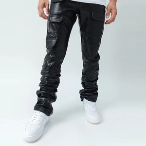 Pantalones de Cuero de Moda Urbana, Pantalones Casuales de Cintura Alta con Cierre, Pantalones de Cuero PU, Servicio OEM Personalizado - Product Image 1