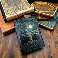 Nouveau carnet de croquis vintage fait main à couverture rigide en papier, avec impression UV et bords festonnés, motif Arbre de Vie Celtique, Grimoire