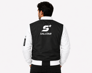 Salstar <b>Waterproof</b> Winter Bomber <b>Jacket</b> OEM Manufacturer Wholesale Streetwear Varsity <b>Jacket</b> Men Custom Black <b>White</b> Contrast - Product Image 2