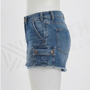 Shorts de Mezclilla para Mujer, Personalizables, Transpirables, con Bolsillos con Botones, Casuales, de Alta Calidad, Moda Veraniega, Estilo Urbano - Product Image 3