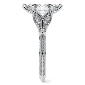 Anillo de Compromiso y Boda de Lujo con Moissanita Corte Marquesa, Plata de Ley 925, Chapado en Oro de 14K - Product Image 4