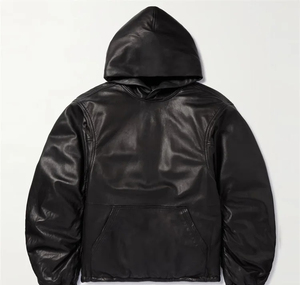 Hot Sale Custom Design & Color Winter Leather Hoodie-High Quality Waterproof Breathable Plus Size Men's OEM Hoodies - Product Image 1