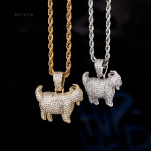Pendentif GOAT Premium Iced Out – Pierres Moissanite serties à la main, Bijoux Hip Hop en Argent 925, Pendentif Moissanite artisanal - Product Image 6
