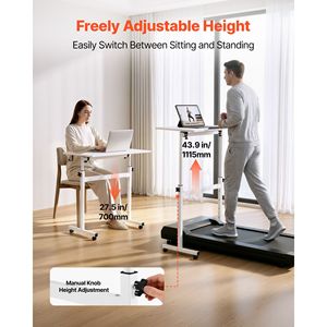 Bureau debout réglable en hauteur 32x16, bureau d'ordinateur mobile assis-debout avec plateau inclinable à 360° - Product Image 3