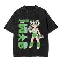 T-shirt à manches courtes Power Puffs Girls pour hommes et femmes, style streetwear vintage, tricoté, écologique, respirant, vêtements décontractés