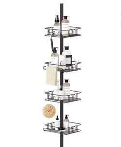 OEM/ODM Vietnam 4-Tier Telescopic <b>Corner</b> Shower Rack – Height Adjustable Metal Bathroom Storage <b>Shelf</b> Organizer - Product Image 1