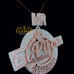 TASMIN JEWELRY Pendentif Lettre MR en Moissanite VVS style diamant, Breloque micro-incrustée Hip Hop - Product Image 2