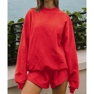Customized Heavyweight Long Pullover Mock neck Printed Streetwear Sweatshirt Winter Oversized Women's 100% Cotton - Product Image 3