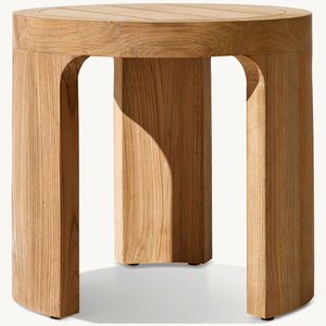 Round Coffee <b>Table</b> Made of Sturdy Teak Wood Eco-Friendly Simple Modern Design Durable for <b>Drinking</b> Coffee - Product Image 1