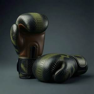 Snake Pattern MMA Boxing <b>Gloves</b> Lightweight Premium PU/Genuine Leather Training & Sparring <b>Gloves</b> with Custom Logo - Product Image 4