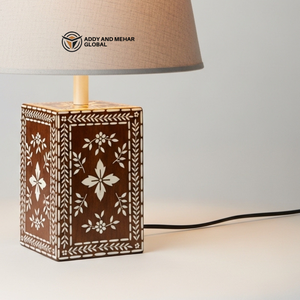 Lanterne de table artisanale en os incrusté avec motif floral, lampe de chevet de luxe en mosaïque, art indien traditionnel, décoration de bureau - Product Image 6