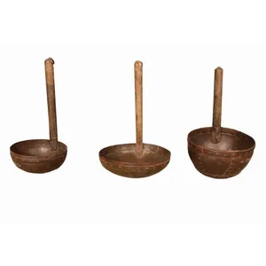 Juego de Cucharones de Hierro Vintage con Mango de Madera, Utensilios de Cocina Tradicionales, Soporte para Utensilios de Cocina, 3 Piezas, Decoración para Colgar en la Pared - Product Image 5