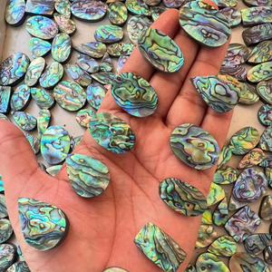 Coquille d'ormeau naturelle, cabochon arc-en-ciel, coquille multicolore polie, pierres précieuses en vrac, formes et tailles variées, vente en gros pour la fabrication de bijoux - Product Image 1