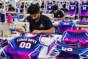 Ensemble Maillot et Short de Basketball Sublimé Personnalisé Bleu Rose Ombre avec Logo, Numéro et Nom d'Équipe - Product Image 4