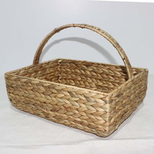 <b>Square</b> Water Hyacinth Eco-Friendly Storage <b>Basket</b> with Handle Rustic Multi-Purpose Picnic Use Organization <b>Basket</b> - Product Image 1