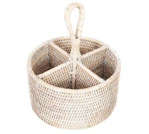 Decorative Woven Rattan Caddy <b>Basket</b> For Cutlery Napkins Bottles And Dining <b>Table</b> Serving Accessories Storage - Product Image 5