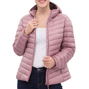 Women's Gray Quilted Puffer Jacket Hooded Full Sleeve <b>Winter</b> Outerwear <b>Thick</b> Polyester Wadding Casual <b>Coat</b> - Product Image 5