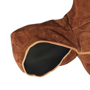 Capuche de protection pour la tête et le cou en daim marron, résistante à la chaleur et ignifuge, pour le soudage - Product Image 2