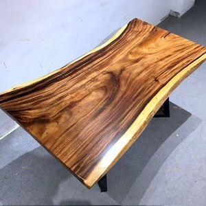 Table à manger rectangulaire en bois rustique éco-responsable faite à la main, design moderne, stable, 6 places, pieds en métal, meubles pour la maison - Product Image 6