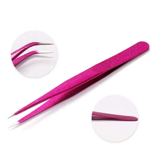 Pince à épiler professionnelle Kaamir courbée pour extensions de cils, anti-magnétique, en acier inoxydable, pointe lisse, 10 mm de longueur, outil d'isolation - Product Image 5