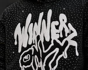 Sweat-shirt en molleton noir pour homme de qualité supérieure avec impression en relief « Winners Only », coupe oversize, style streetwear, vêtement d'hiver - Product Image 6