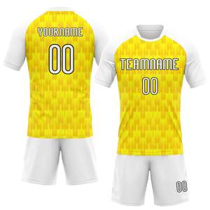 Uniforme de volley-ball pour hommes, personnalisé avec le logo de l'équipe, jaune et blanc, sublimé, nom de l'équipe, numéro du joueur, unisexe, adulte - Product Image 1
