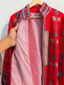 High-quality Traditional Suzani floral embroidery SUZANI <b>VELVET</b> LONG <b>JACKET</b> | floral embroidered boho winter coat in bulk price - Product Image 3
