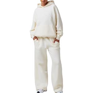 Survêtement deux pièces oversize uni en coton 100 % de qualité supérieure pour femme, style 2026 - Product Image 4