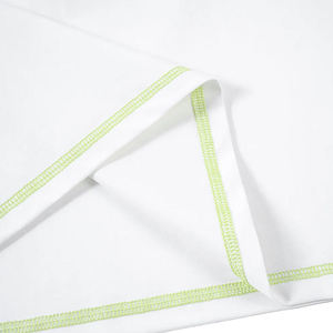 T-shirt à manches raglan pour homme blanc avec bordure contrastée vert lime, coupe classique, décontracté, en coton tricoté, col rond, manches courtes - Product Image 5